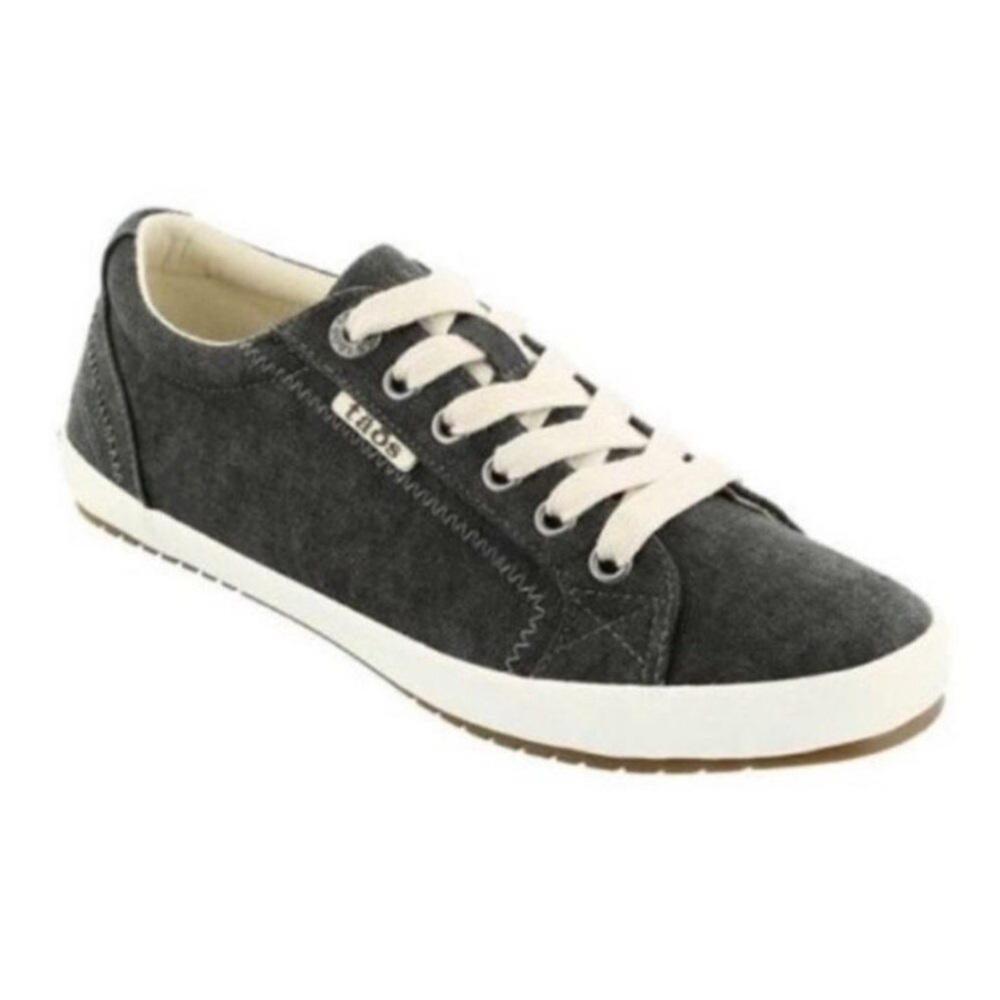 NWOB Taos Canvas Lace Up Sneakers Star Burst Charcoal Wash Gray Comfort Shoes